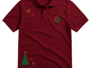 Polo corporativo navideño personalizado con logo bordado.