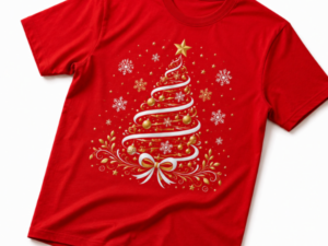 Polo navideño rojo con diseño navideño