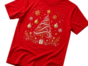 Polo navideño rojo personalizado con diseño navideño premium.