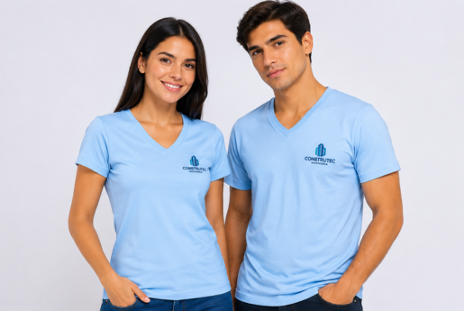 polos cuello v bordado